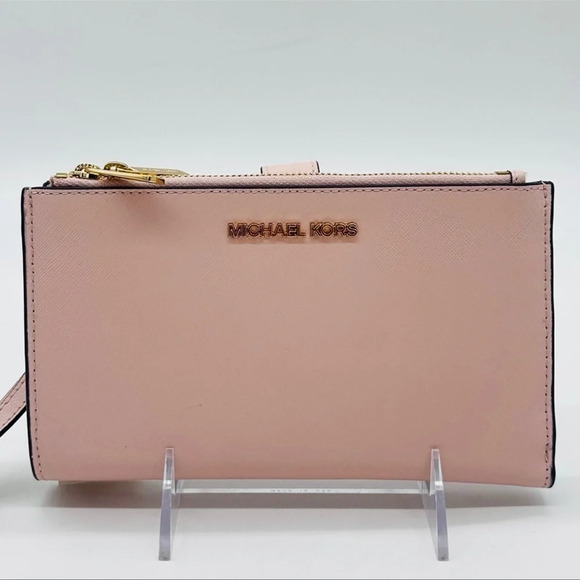 Michael Kors Large Double Zip Wallet Wristlet Light Pink - Picture 1 of 10